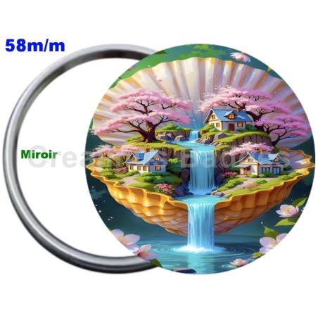 Badge Métal Miroir de 58 m/m avec Motif. (DIVERS).