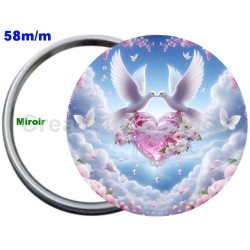 Badge Métal Miroir de 58 m/m avec Motif. (DIVERS).