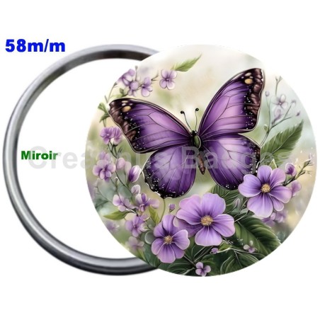 Badge Métal Miroir de 58 m/m avec Motif. (DIVERS).