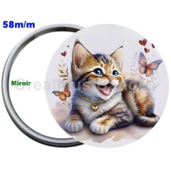 Badge Métal Miroir de 58 m/m avec Motif. (DIVERS).