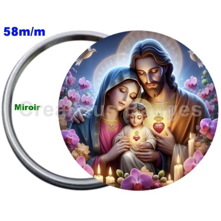Badge Métal Miroir de 58 m/m avec Motif. (DIVERS).