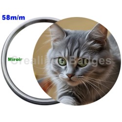 Badge Métal Miroir de 58 m/m avec Motif. (DIVERS).
