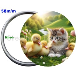 Badge Métal Miroir de 58 m/m avec Motif. (DIVERS).