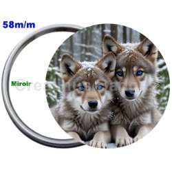 Badge Métal Miroir de 58 m/m avec Motif. (DIVERS).
