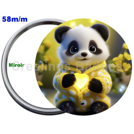 Badge Métal Miroir de 58 m/m avec Motif. (DIVERS).