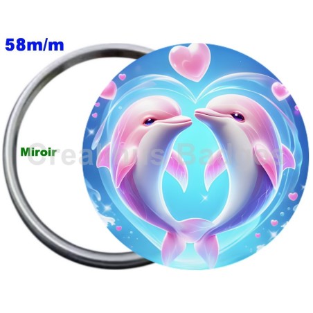 Badge Métal Miroir de 58 m/m avec Motif. (DIVERS).