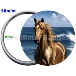 Badge Métal Miroir de 58 m/m avec Motif. (DIVERS).