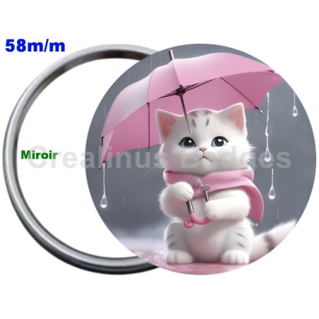Badge Métal Miroir de 58 m/m avec Motif. (DIVERS).