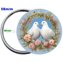 Badge Métal Miroir de 58 m/m avec Motif. (DIVERS).
