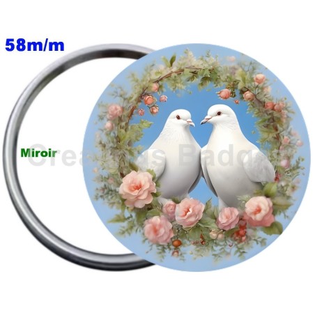 Badge Métal Miroir de 58 m/m avec Motif. (DIVERS).