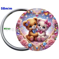 Badge Métal Miroir de 58 m/m avec Motif. (DIVERS).