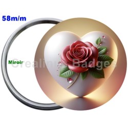Badge Métal Miroir de 58 m/m avec Motif. (DIVERS).