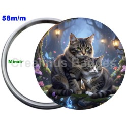 Badge Métal Miroir de 58 m/m avec Motif. (DIVERS).