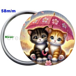 Badge Métal Miroir de 58 m/m avec Motif. (DIVERS).
