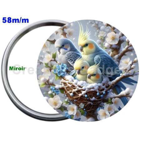 Badge Métal Miroir de 58 m/m avec Motif. (DIVERS).