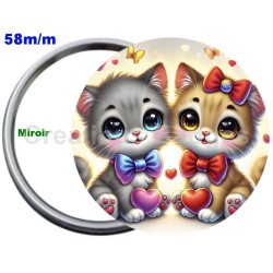Badge Métal Miroir de 58 m/m avec Motif. (DIVERS).