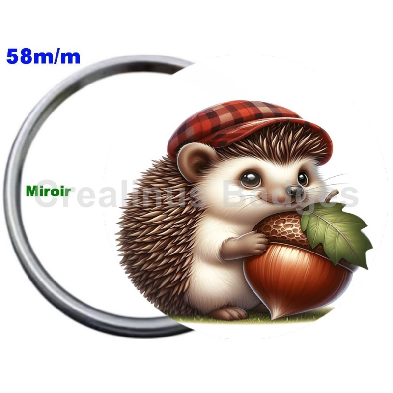 Badge Métal Miroir de 58 m/m avec Motif. (DIVERS).