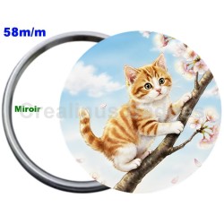 Badge Métal Miroir de 58 m/m avec Motif. (DIVERS).