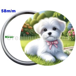 Badge Métal Miroir de 58 m/m avec Motif. (DIVERS).