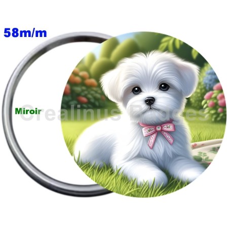 Badge Métal Miroir de 58 m/m avec Motif. (DIVERS).