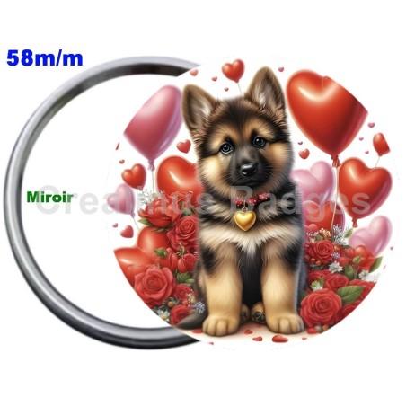 Badge Métal Miroir de 58 m/m avec Motif. (DIVERS).