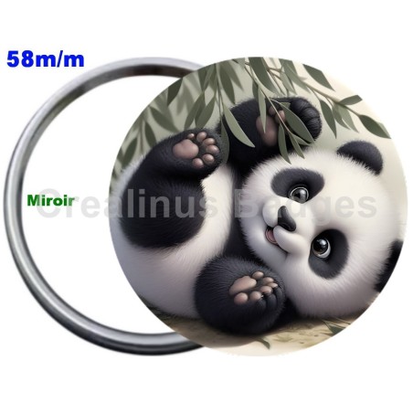 Badge Métal Miroir de 58 m/m avec Motif. (DIVERS).