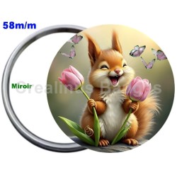 Badge Métal Miroir de 58 m/m avec Motif. (DIVERS).