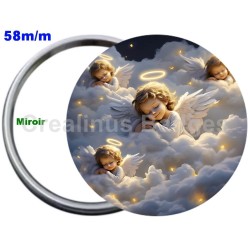 Badge Métal Miroir de 58 m/m avec Motif. (DIVERS).