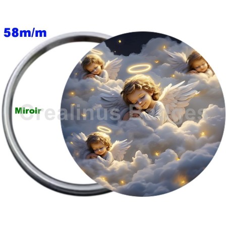 Badge Métal Miroir de 58 m/m avec Motif. (DIVERS).