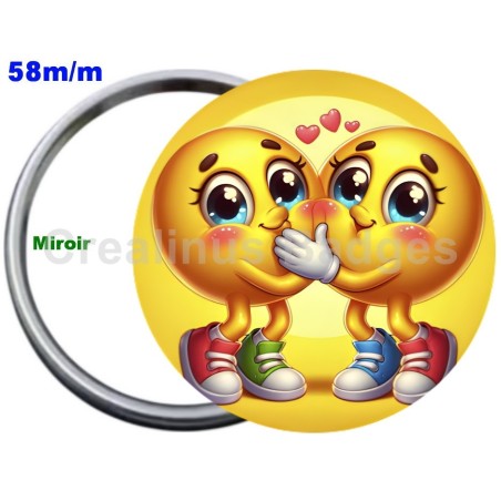 Badge Métal Miroir de 58 m/m avec Motif. (DIVERS).