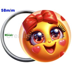 Badge Métal Miroir de 58 m/m avec Motif. (DIVERS).