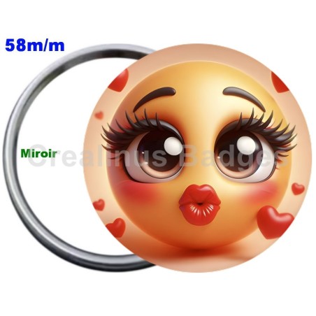 Badge Métal Miroir de 58 m/m avec Motif. (DIVERS).