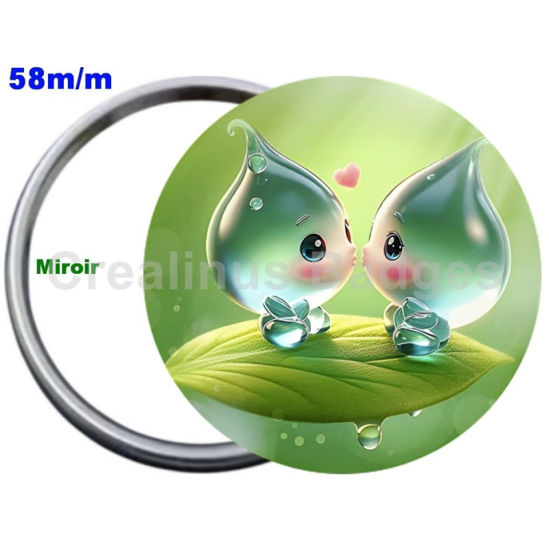 Badge Métal Miroir de 58 m/m avec Motif. (DIVERS).