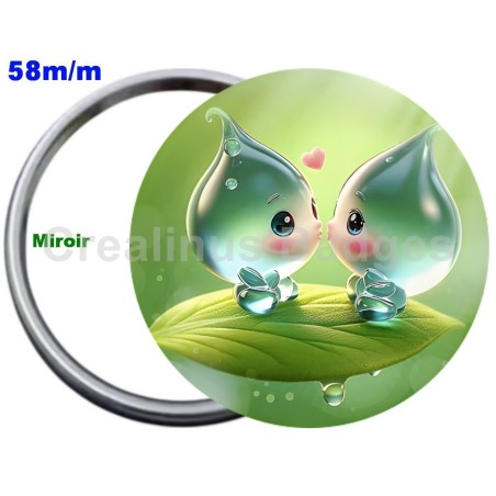 Badge Métal Miroir de 58 m/m avec Motif. (DIVERS).