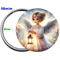 Badge Métal Miroir de 58 m/m avec Motif. (DIVERS).