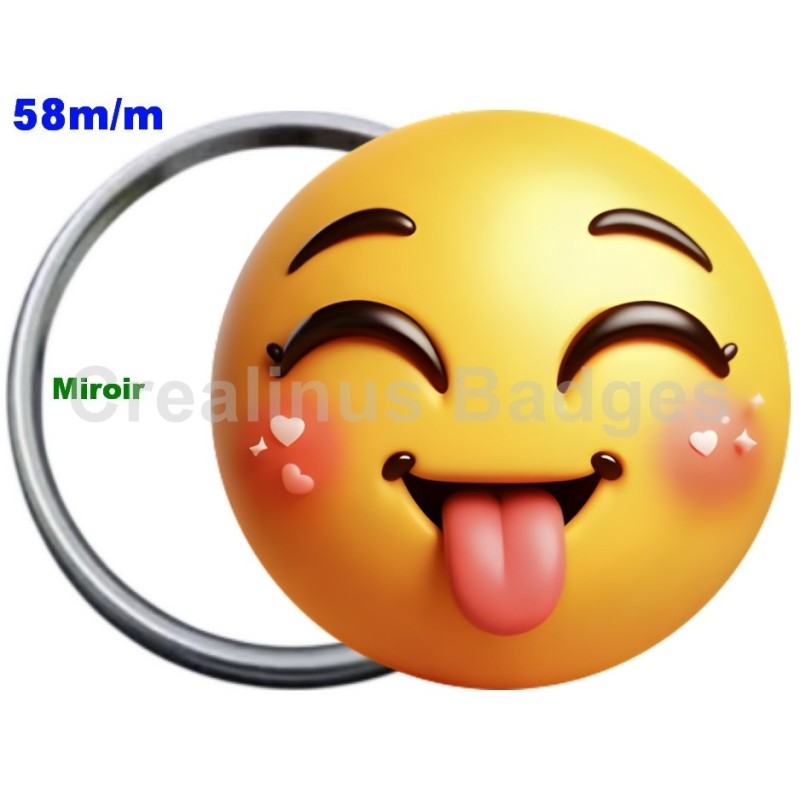 Badge Métal Miroir de 58 m/m avec Motif. (DIVERS).
