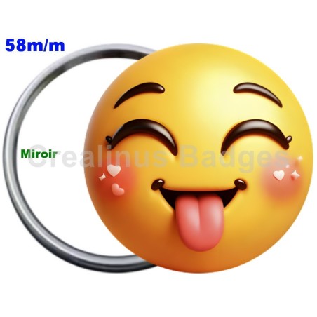 Badge Métal Miroir de 58 m/m avec Motif. (DIVERS).