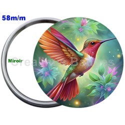 Badge Métal Miroir de 58 m/m avec Motif. (DIVERS).