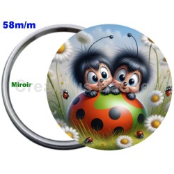 Badge Métal Miroir de 58 m/m avec Motif. (DIVERS).