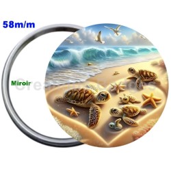 Badge Métal Miroir de 58 m/m avec Motif. (DIVERS).
