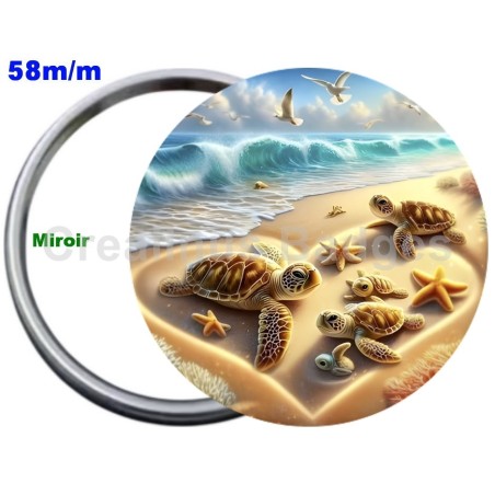 Badge Métal Miroir de 58 m/m avec Motif. (DIVERS).