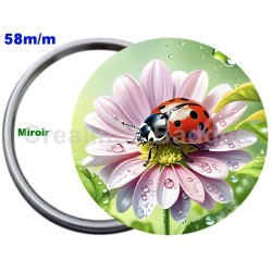 Badge Métal Miroir de 58 m/m avec Motif. (DIVERS).