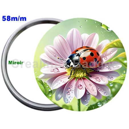 Badge Métal Miroir de 58 m/m avec Motif. (DIVERS).
