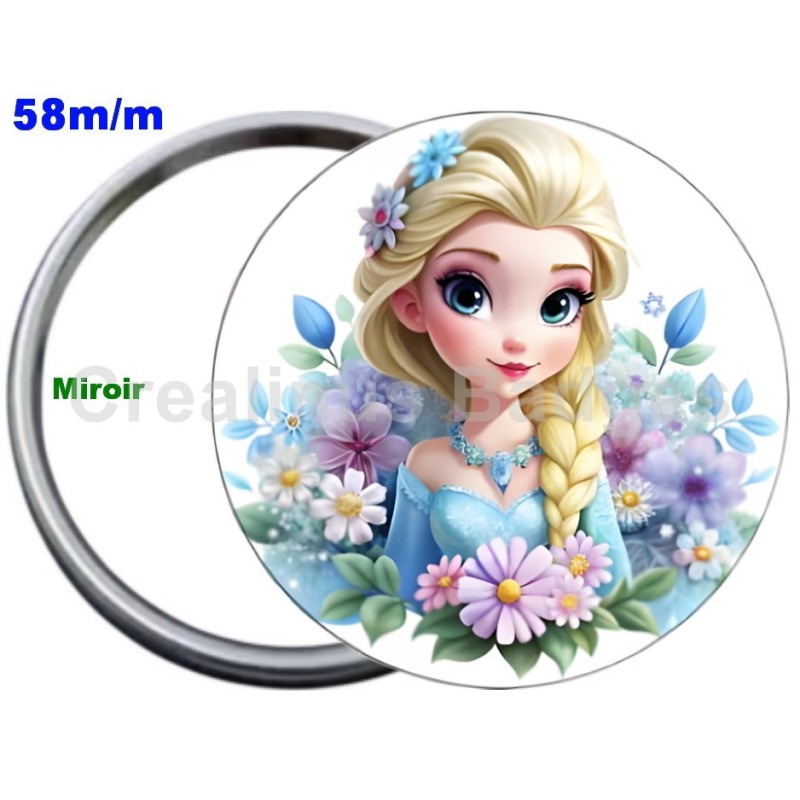 Badge Métal Miroir de 58 m/m avec Motif. (DIVERS).