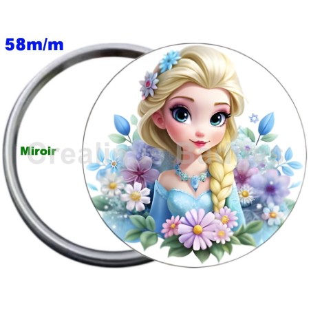 Badge Métal Miroir de 58 m/m avec Motif. (DIVERS).