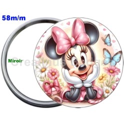 Badge Métal Miroir de 58 m/m avec Motif. (DIVERS).
