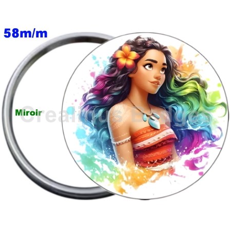 Badge Métal Miroir de 58 m/m avec Motif. (DIVERS).