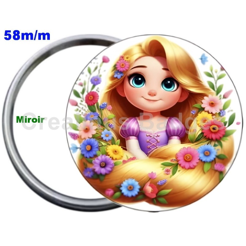 Badge Métal Miroir de 58 m/m avec Motif. (DIVERS).