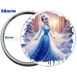 Badge Métal Miroir de 58 m/m avec Motif. (DIVERS).