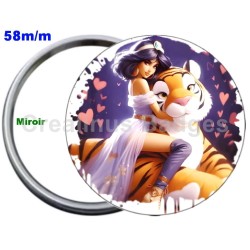 Badge Métal Miroir de 58 m/m avec Motif. (DIVERS).